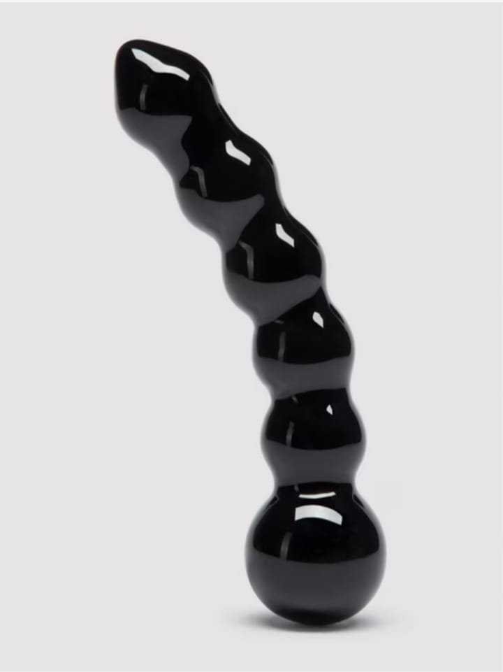 Lovehoney Beaded Sensual Black Glass Dildo 7 Inch